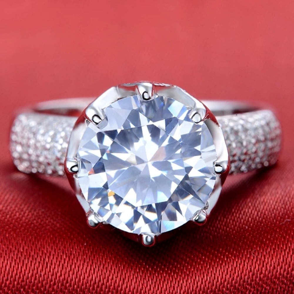 QUEEN CROWN 925 STERLING SILVER DIAMOND RING - Picture 3 of 7